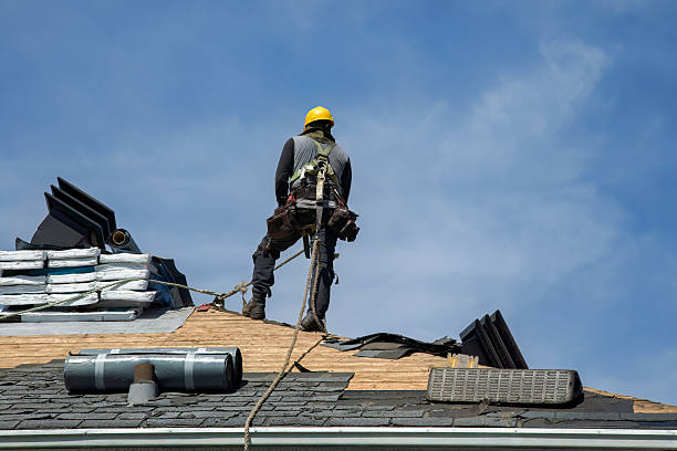 Professional Gutter Installation technician working in North Pembroke, MA